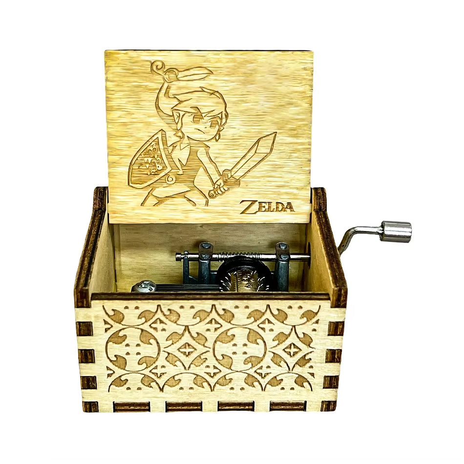 HOT Merry Christmas Music Box Wooden Antique Carved Hand Cranked Classic Theme Music for Birthday Party Gifts Family Decoration