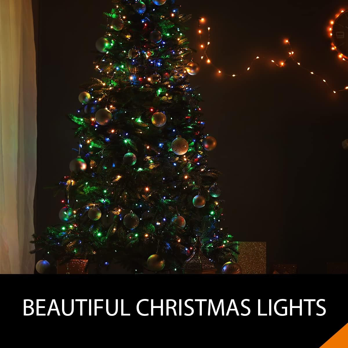 ® Christmas Lights 100 LED 10M/32Ft Christmas Tree Lights for Indoor & Outdoor Multicolour Decorations Fairy String Lights for Xmas Garden Bedroom & Party | Mains Powered Green Cable