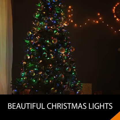 ® Christmas Lights 100 LED 10M/32Ft Christmas Tree Lights for Indoor & Outdoor Multicolour Decorations Fairy String Lights for Xmas Garden Bedroom & Party | Mains Powered Green Cable