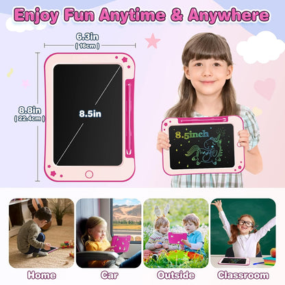 Kids Toys for 3 4 5 6 Years Old Boys Girls Gifts, 8.5 Inch LCD Writing Tablet Kids Drawing Board, Educational Travel Toys Boy Girl Birthday Christmas Gifts Age 3-8 (Pink)