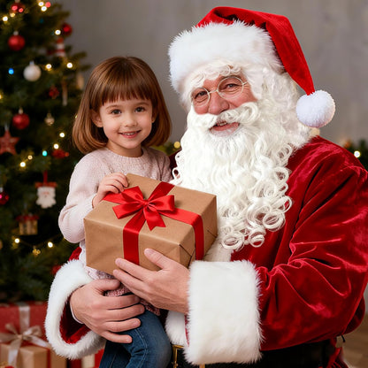 3/4 Pcs Santa Costume Adult Accessories, Christmas Santa Claus Costume Set with Santa Beard and Wig Santa Hat Santa Glasses, Santa Outfit Supplies for Xmas Carnival