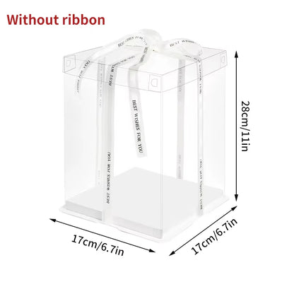 Transparent Birthday Cake Box Clear Gift Box Bakery Wrapping Boxes Cake Dessert Storage Boxes Wedding Party Present Case