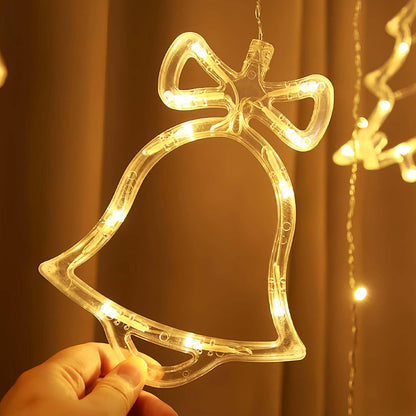 5 Pcs Suction Cup Lights – LED Christmas Window Lights Decorations (Deer, Christmas Tree, Snowflakes, Bells, Santa Claus) Battery Operated, Indoor Window Fairy Lights for Party, Balcony Decor