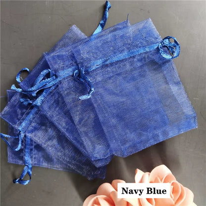 50Pcs Tulle Bags Organza Sheer Gauze Element Jewelry Bags Packing Drawable Organza Bags Wedding Christmas Organza Gift Bag 5Z