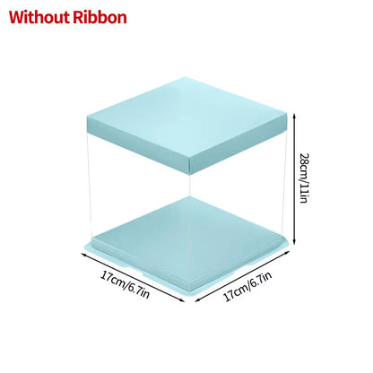 Transparent Birthday Cake Box Clear Gift Box Bakery Wrapping Boxes Cake Dessert Storage Boxes Wedding Party Present Case