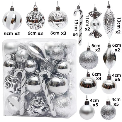 29/40/50Pcs Silver Red Special-Shaped Christmas Ball Ornaments Christmas Tree Party Decoration Christmas Spheres Pendant New