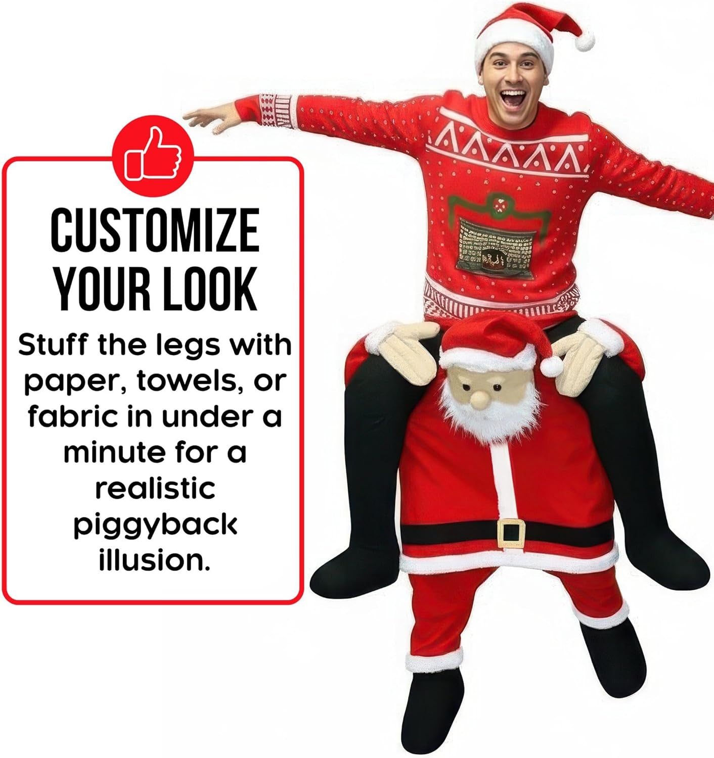 Santa Piggyback Costume, Santa Costume Adult, Christmas Costumes for Men, Christmas Costumes for Women
