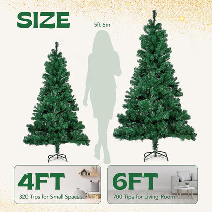 Christmas Tree 6Ft – Premium Artificial Xmas Tree with Metal Stand | Lush PVC Branches, Easy Assembly, Customisable with Baubles & Decor | Realistic Christmas Decorations for Holiday