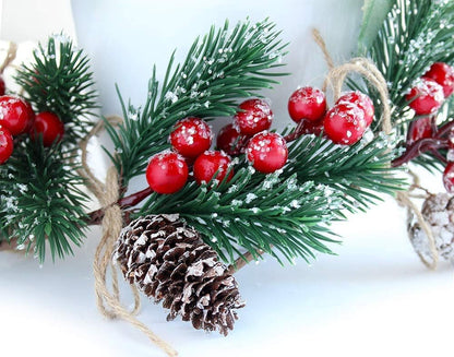 10 Pcs Christmas Picks and Sprays,Artificial Holly Stem and Red Berry,Pine Cones and Pine Branches,Red Berries Christmas Decorations,Greenery Tree Picks for Birthday Wedding Decor