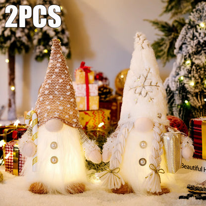 2025 Gnome Christmas Decorations 30Cm Light up Christmas Gnomes Plush Doll Ornaments Knited Elf Dwarf Gift Home Table Decoration
