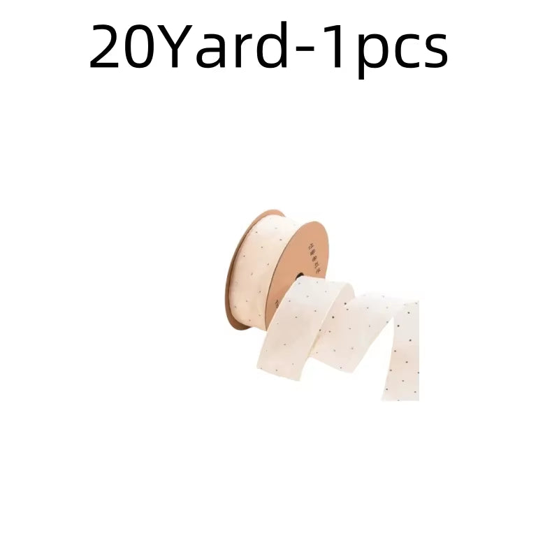 20Yards 4CM Silver Dots Organza Gauze Packaging Ribbon Tape Flower Gift Box Wrap Bow DIY Wedding Christmas Party Decoration