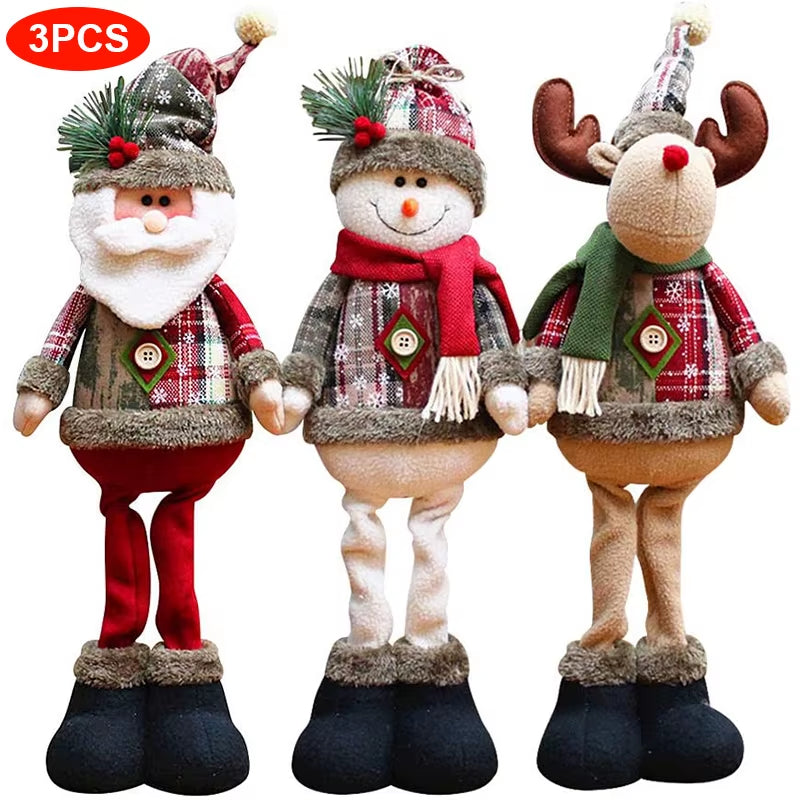 Christmas Dolls Tree Decor New Year Ornament Reindeer Snowman Santa Claus Standing Doll Navidad Decoration Merry Christmas 2023