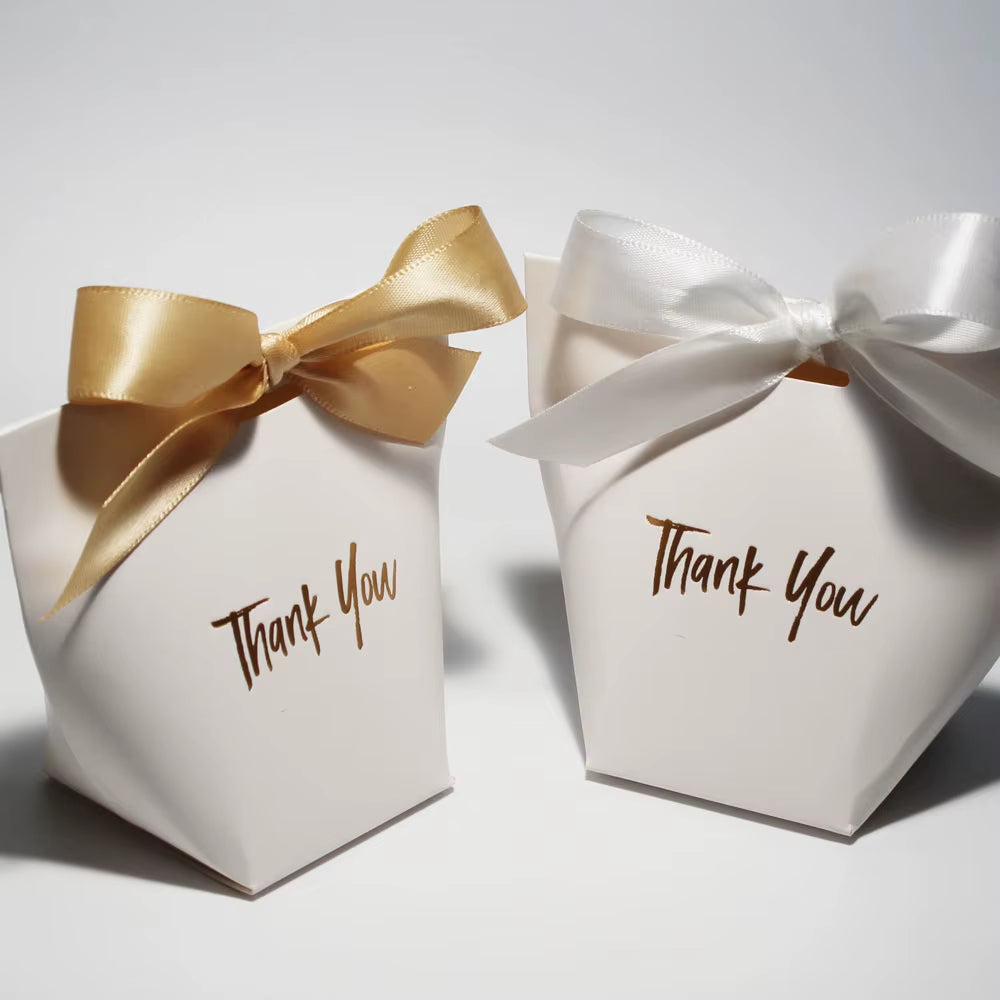 Chic Candy Gift Boxes | Black, White, Coffee | Gold 'Thank You' | Ribbon | for Christmas, Birthdays, Baby Showers, Weddings!