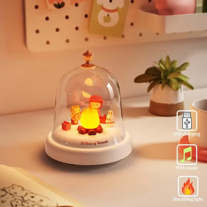 Christmas Style Carousel&Small Flame Music Box Ambient Light, Rechargeable Night Light, Christmas, Birthday Decorative Light