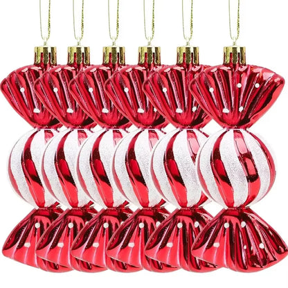 6-24PCS Christmas Lollipop Candy Cane Pendant Xmas Tree Hanging Ball Ornaments Christmas Party Decorations for New Year Gift