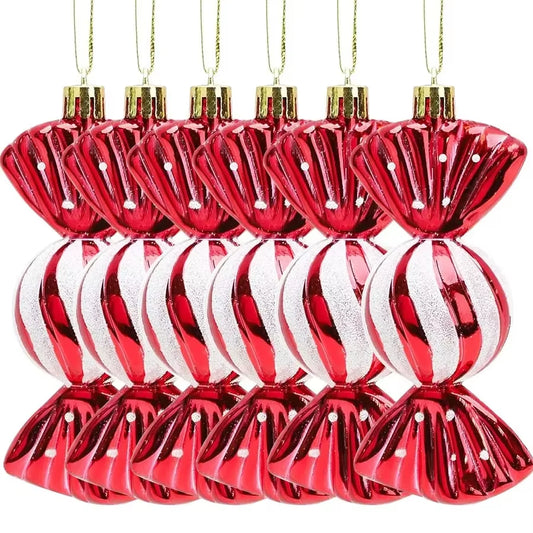 6-24PCS Christmas Lollipop Candy Cane Pendant Xmas Tree Hanging Ball Ornaments Christmas Party Decorations for New Year Gift