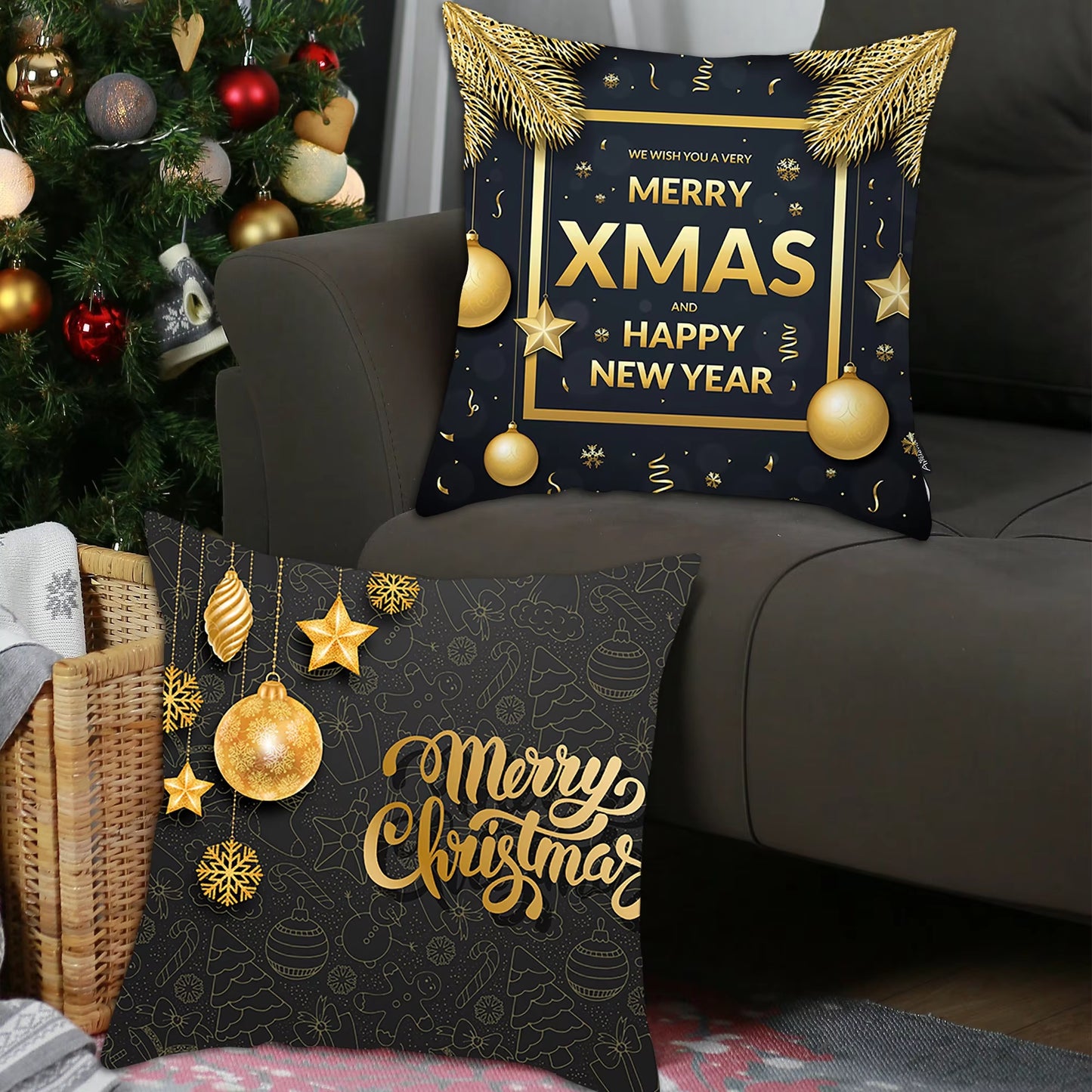 Christmas Cushion Cover Merry Christmas Decorations for Home 2023 Christmas Ornament Navidad Xmas Santa Natal Noel New Year 2024
