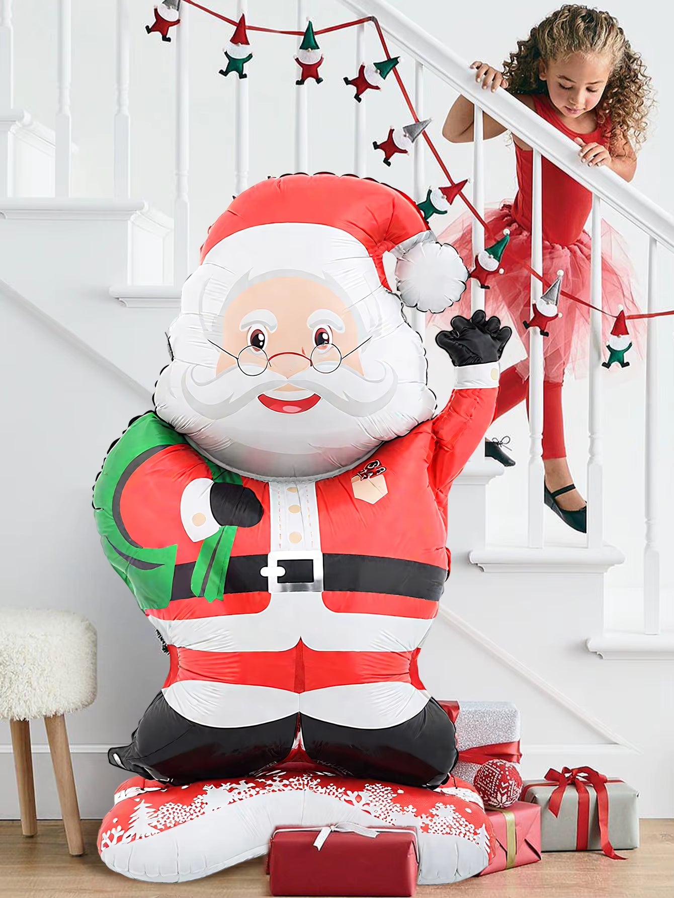 1Pc Standing Santa Claus Foil Balloon, Christmas Decoration, Christmas Theme Party, Theme Holiday Party, New Year Party Family