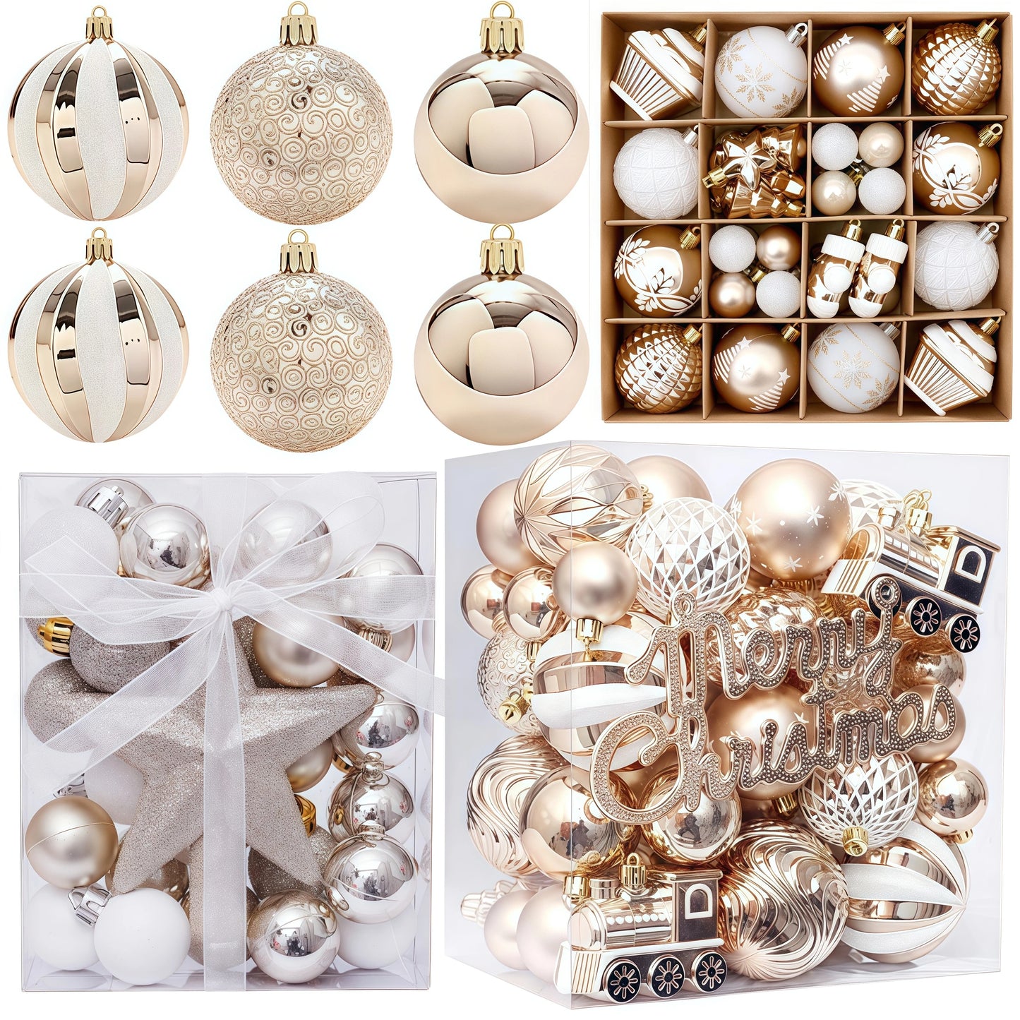 Champagne Gold Christmas Ball Decorations Christmas Tree Ornaments Xmas Hanging Tree Pendants Home Party Decor New Year Gifts