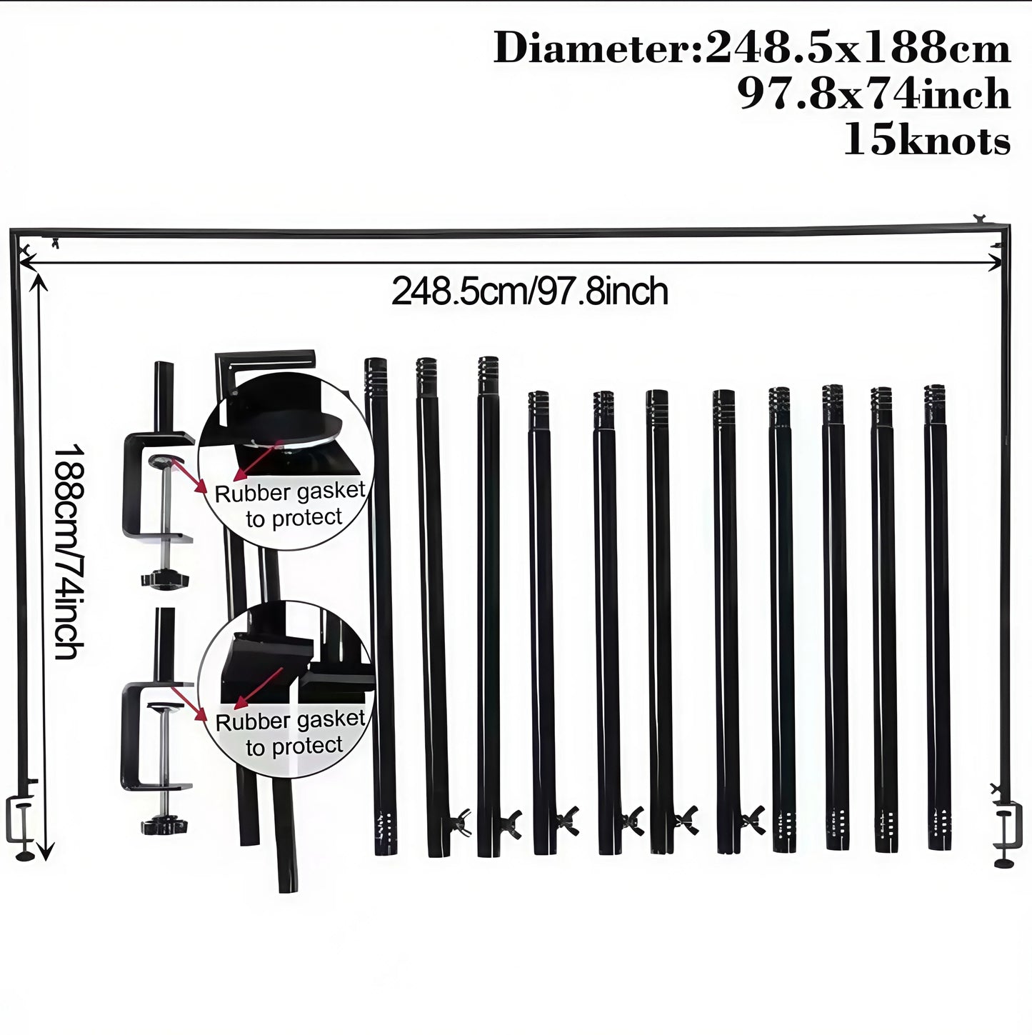 Adjustable 46-98In Table Arch Hanger with Clamp,Over the Table Rod Stand for Weddings, Birthdays, Parties, Home Decor
