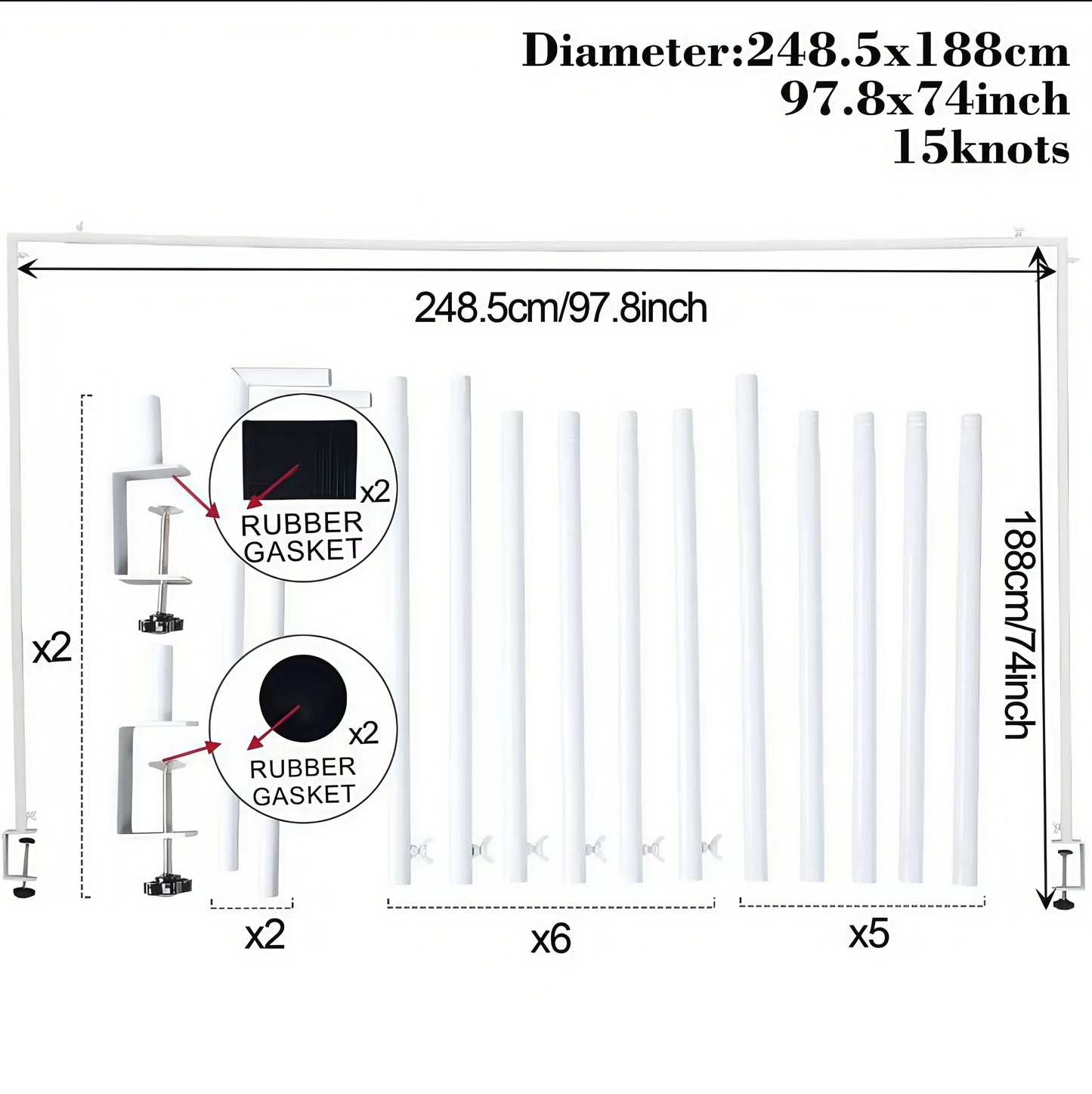 Adjustable 46-98In Table Arch Hanger with Clamp,Over the Table Rod Stand for Weddings, Birthdays, Parties, Home Decor