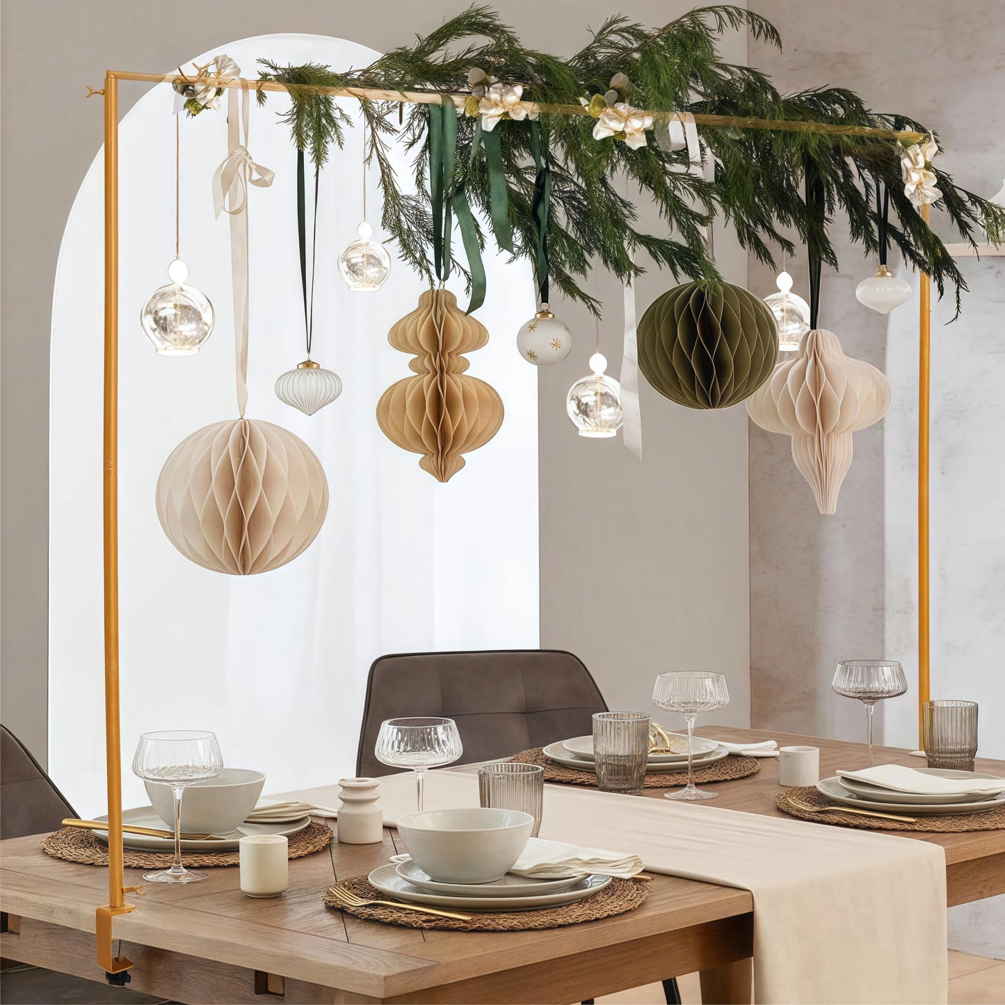 Adjustable 46-98In Table Arch Hanger with Clamp,Over the Table Rod Stand for Weddings, Birthdays, Parties, Home Decor