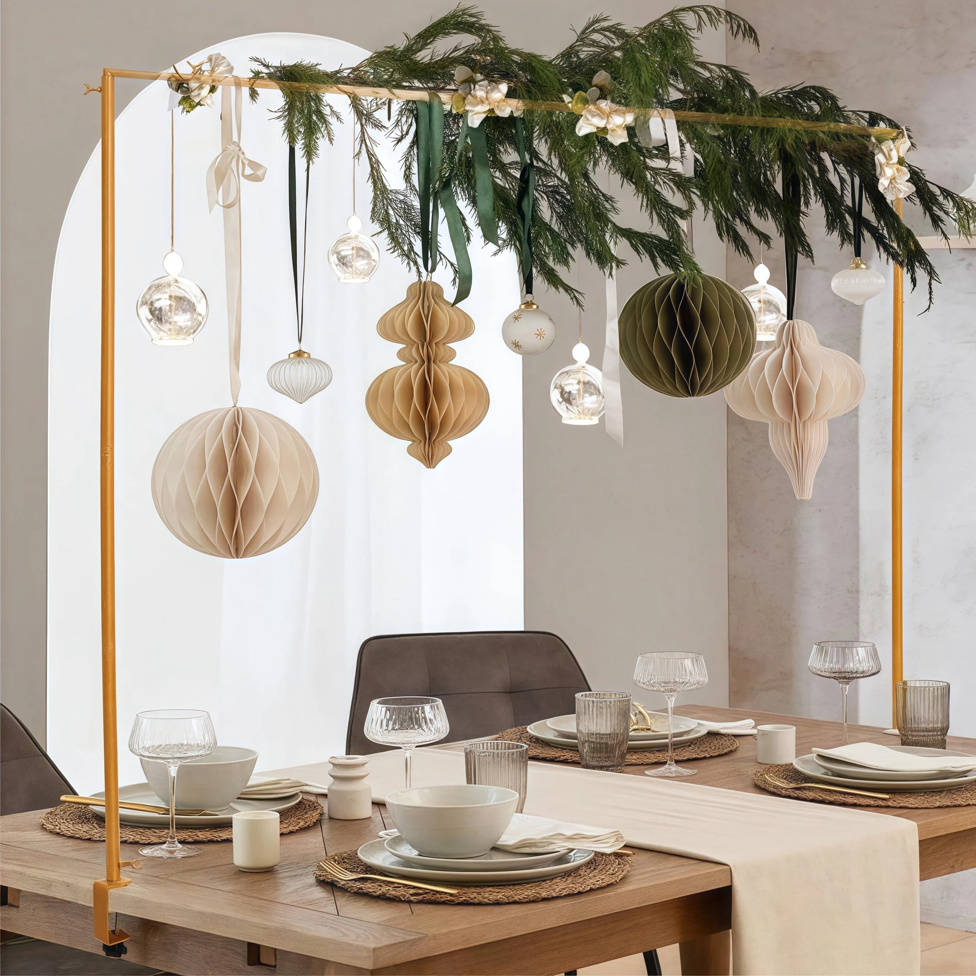 Adjustable 46-98In Table Arch Hanger with Clamp,Over the Table Rod Stand for Weddings, Birthdays, Parties, Home Decor