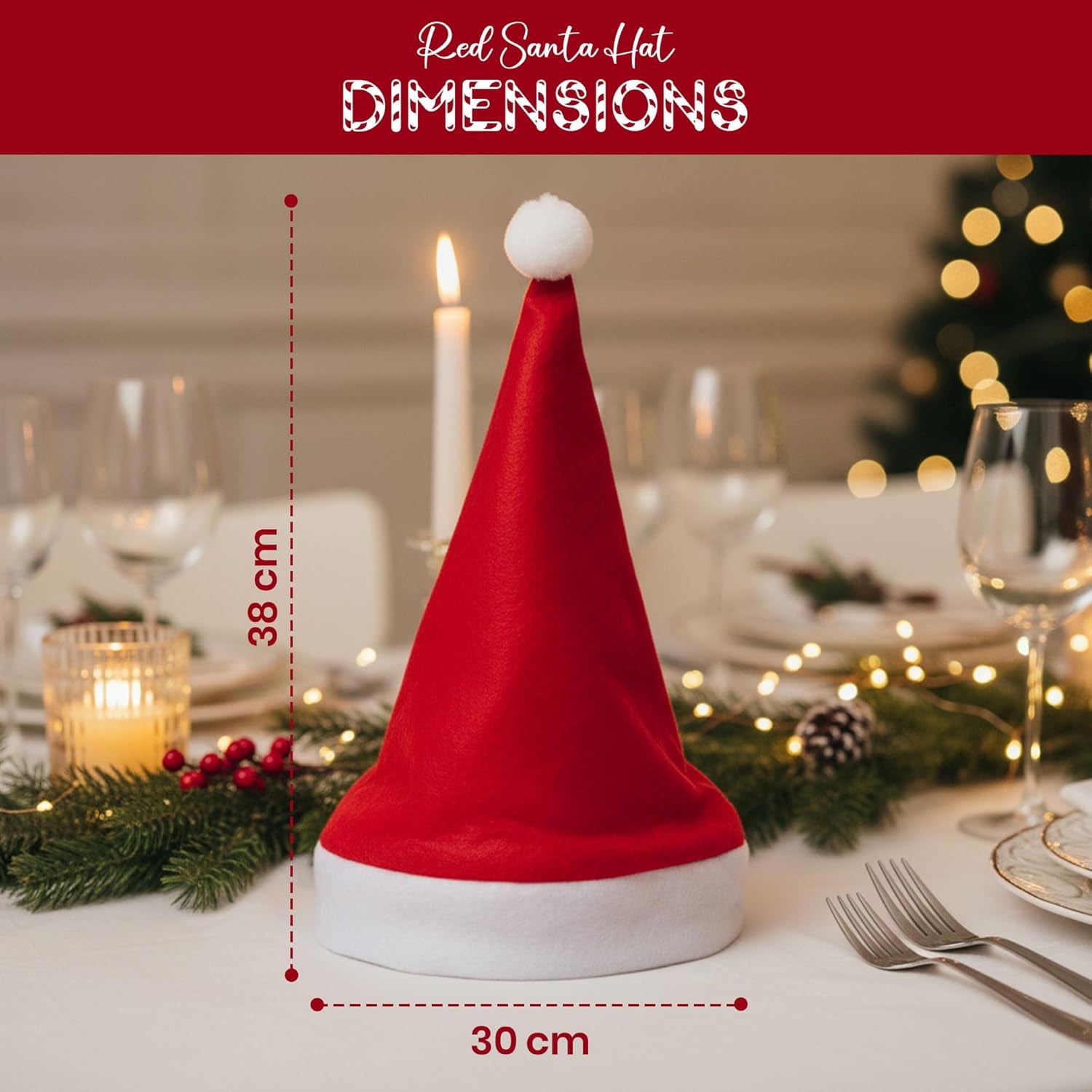 12Pc Christmas Santa Hat Pack - Red Santa Hat Multipack for Father Christmas Fancy Dress Accessories - Fun Festive Headwear Xmas Accessories for Xmas Office Party