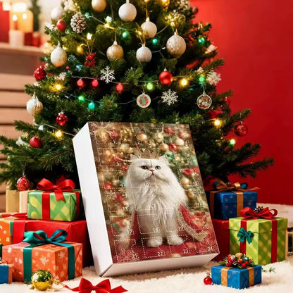 Cat Advent Calendar 2025 24 Days Christmas Countdown with 24 Different Breeds 2D Acrylic Cute Kitten Christmas Tree Ornaments