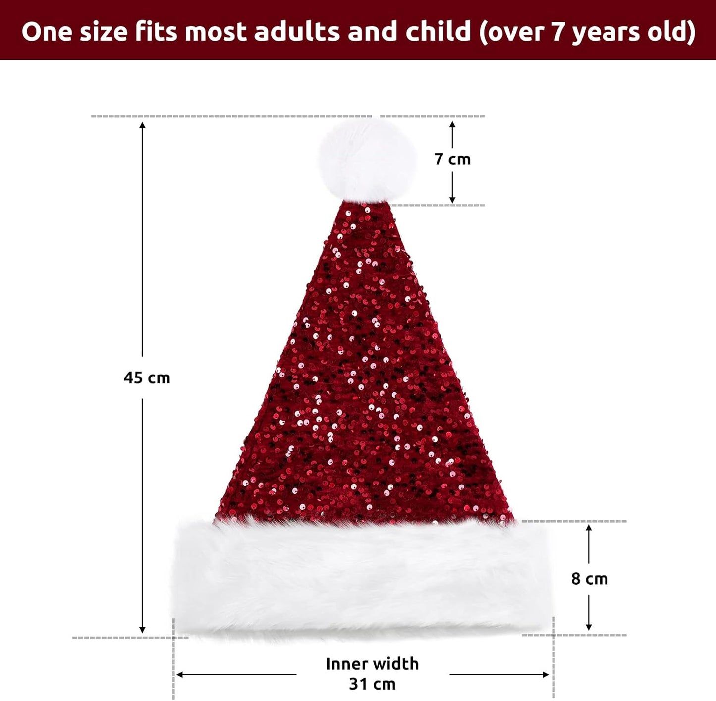 Red Santa Hat Christmas Hat for Adult Luxury Plush Xmas Hat with a Pompom for Men and Women,Red