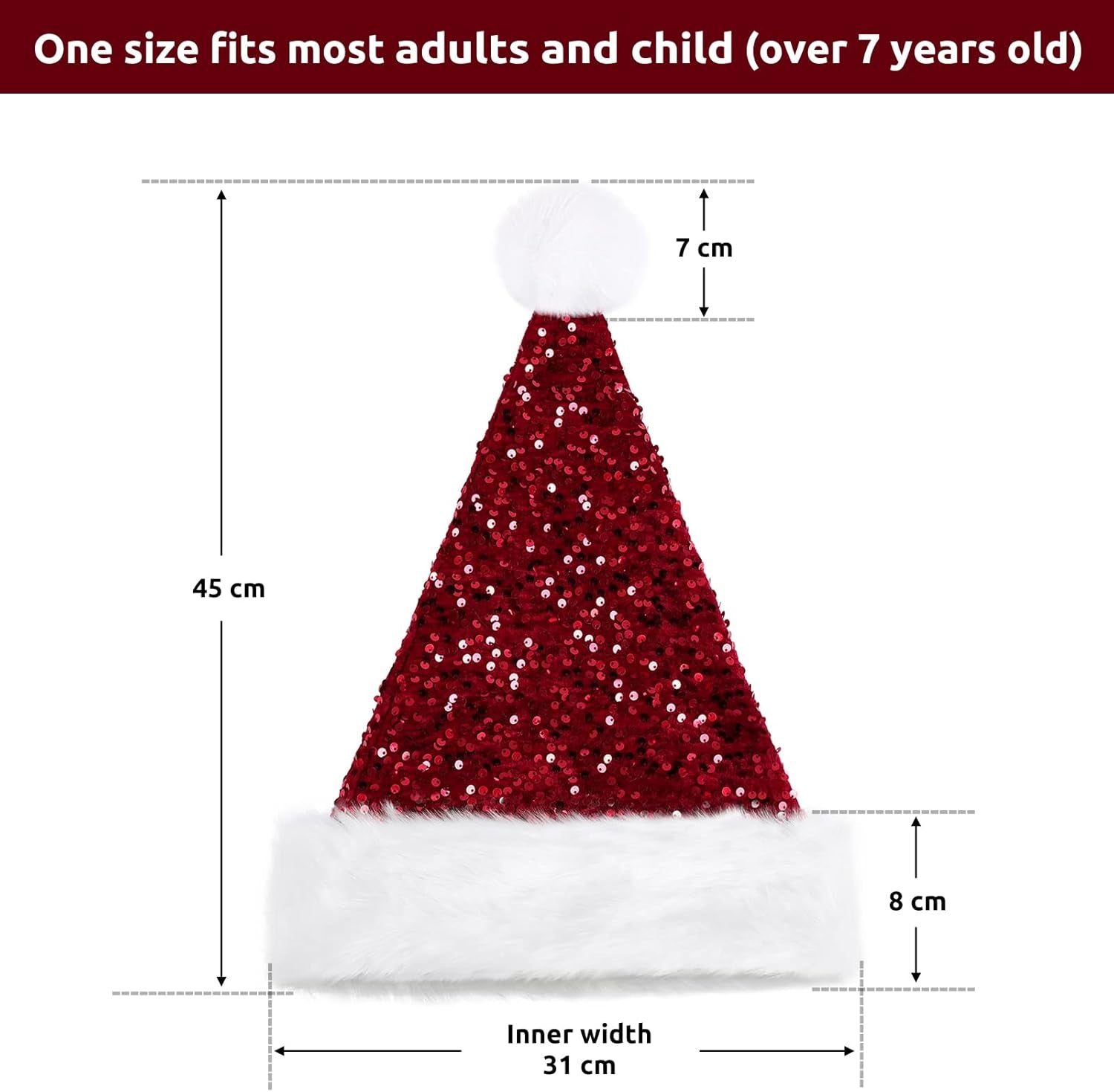 Red Santa Hat Christmas Hat for Adult Luxury Plush Xmas Hat with a Pompom for Men and Women,Red