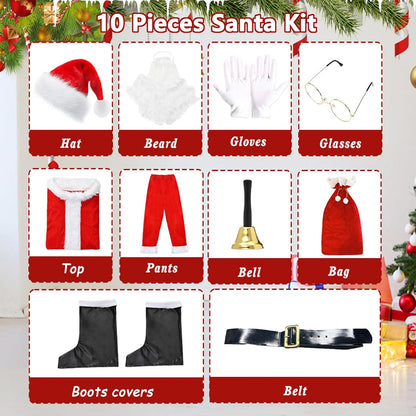 Adult Mens Santa Claus Costume Santa Suit Santa Fancy Dress Xmas Cosplay Outfit