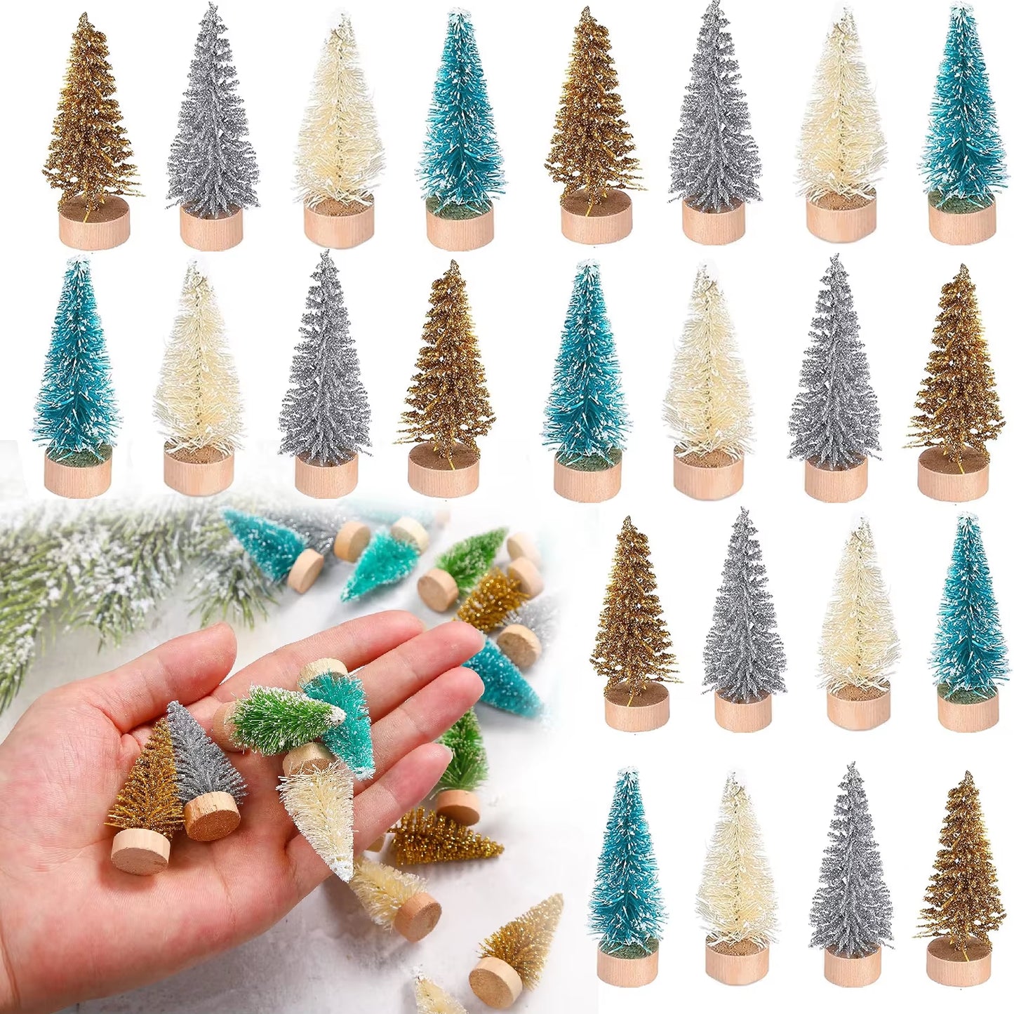 5/500Pcs Mini Christmas Tree Small Artificial Christmas Tree Ornament Cedar Pine Sisal Tabletop Merry Christmas Party Decoration