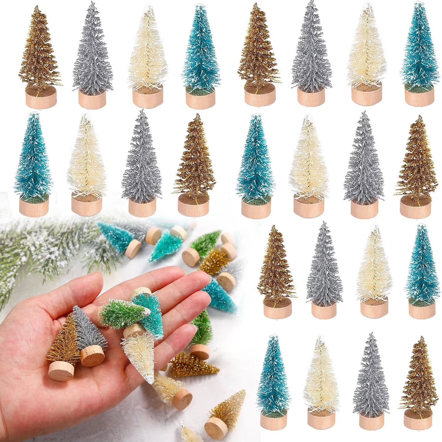 5/500Pcs Mini Christmas Tree Small Artificial Christmas Tree Ornament Cedar Pine Sisal Tabletop Merry Christmas Party Decoration