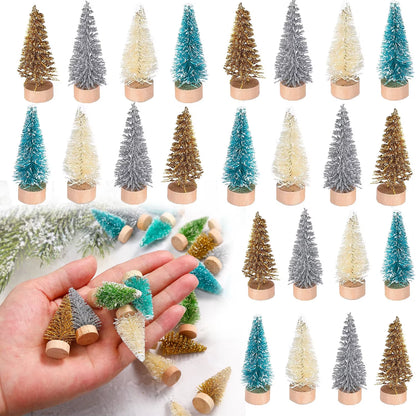 5/500Pcs Mini Christmas Tree Small Artificial Christmas Tree Ornament Cedar Pine Sisal Tabletop Merry Christmas Party Decoration
