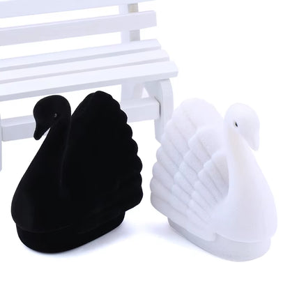 1Piece Lovely Swan Jewelry Box Velvet Wedding Ring Box Necklace Display Box Swan Gift Box Container Case for Jewelry Packaging