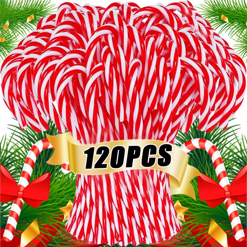 Christmas Candy Canes Hanging Pendants Acrylic Twisted Crutch for Xmas Tree Ornaments New Year Party Home Decoration Supplies