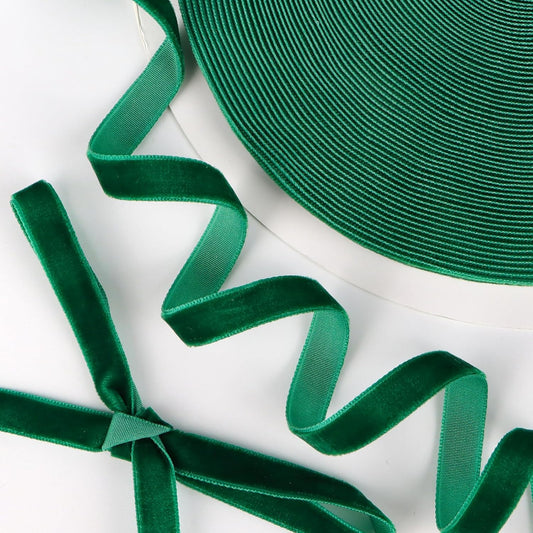10Mm 25 Yards Velvet Ribbon Green for Christmas Crafts, Gift Packaging, Wedding Decor, Xmas Wrapping Decorations