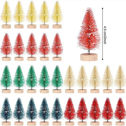 12PCS DIY Mini Christmas Tree 4.5Cm Sisal Silk Cedar Desktop Decoration Small Christmas Tree Xmas New Year Navidad Decor Gifts
