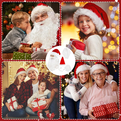 3/4 Pcs Santa Costume Adult Accessories, Christmas Santa Claus Costume Set with Santa Beard and Wig Santa Hat Santa Glasses, Santa Outfit Supplies for Xmas Carnival