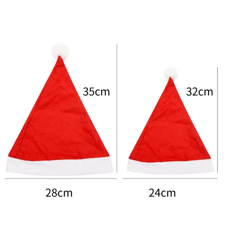 50/1PCS Adults Kids Christmas Hats Non-Woven Fabric Santa Claus Xmas Hats Cap Merry Christmas New Year Party Festival Decor Gift
