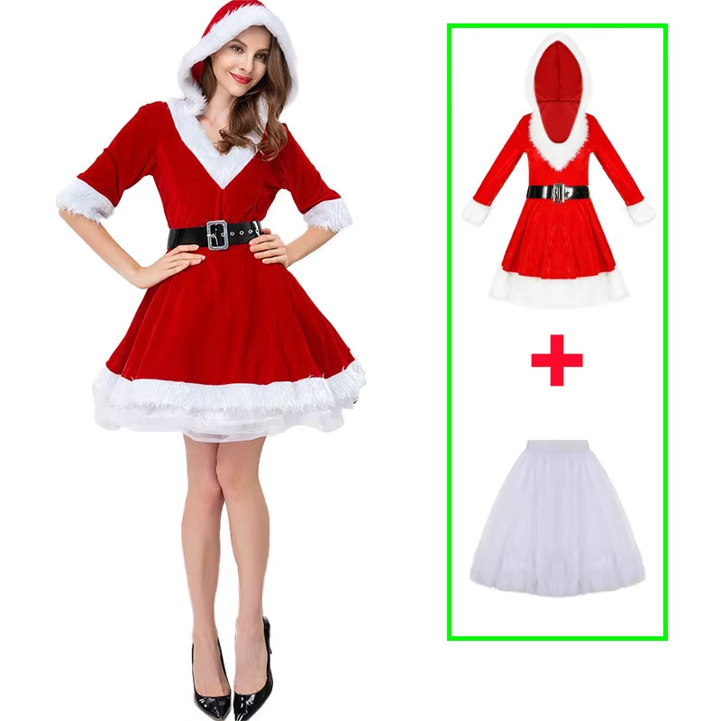 Fashion Miss Claus Dress Santa Claus Cosplay Suit Women Christmas Carnival Party Costumes Xmas New Year Sexy Performance Outfits