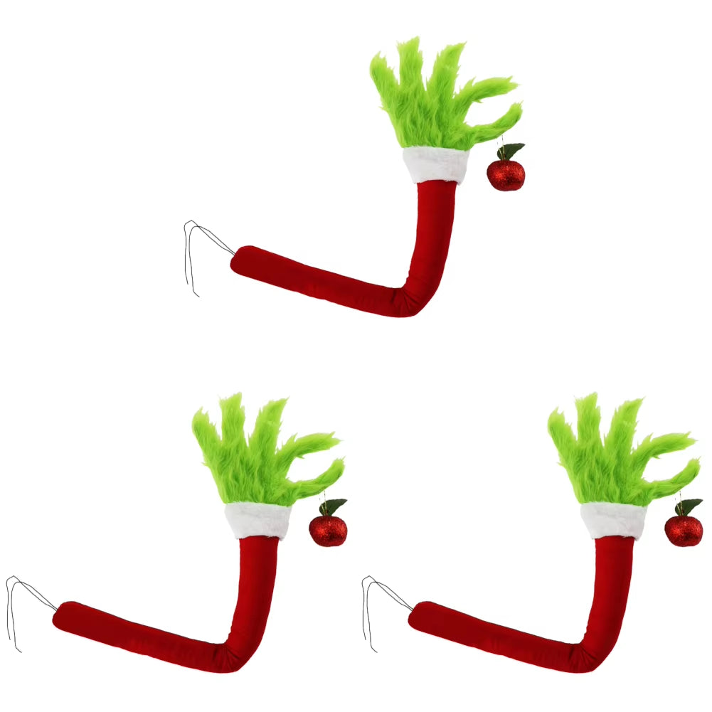 2025 Green Fur Monster Arm Pendant Christmas Decor Green Grinch Monster Doll Arm Elf Arms Christmas Tree Home Party Ornament