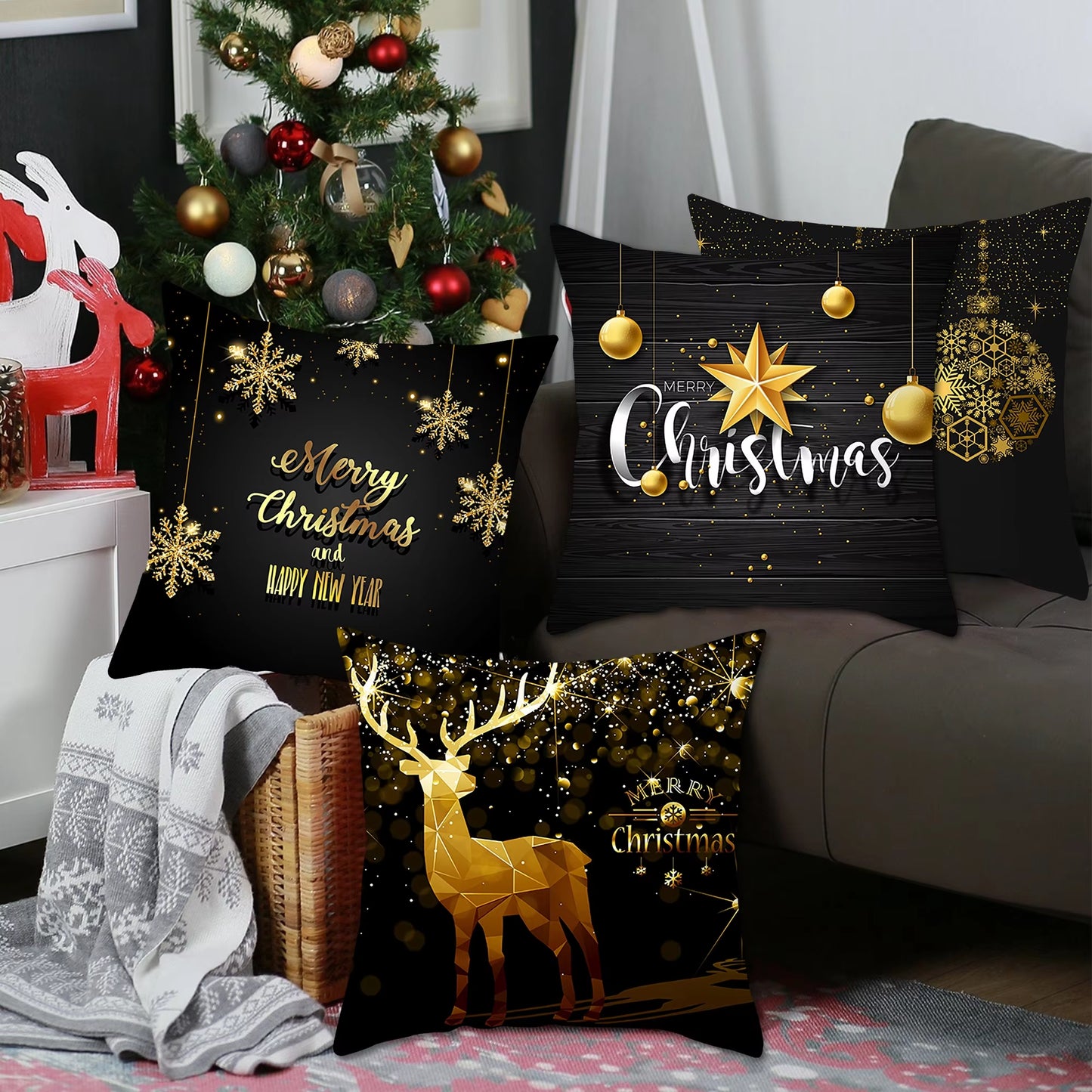Christmas Cushion Cover Merry Christmas Decorations for Home 2023 Christmas Ornament Navidad Xmas Santa Natal Noel New Year 2024