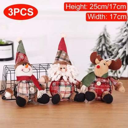 Christmas Dolls Tree Decor New Year Ornament Reindeer Snowman Santa Claus Standing Doll Navidad Decoration Merry Christmas 2023