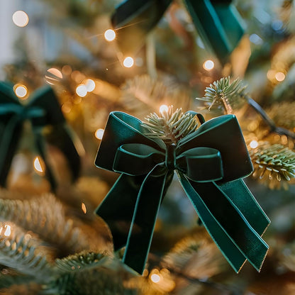 10Mm 25 Yards Velvet Ribbon Green for Christmas Crafts, Gift Packaging, Wedding Decor, Xmas Wrapping Decorations