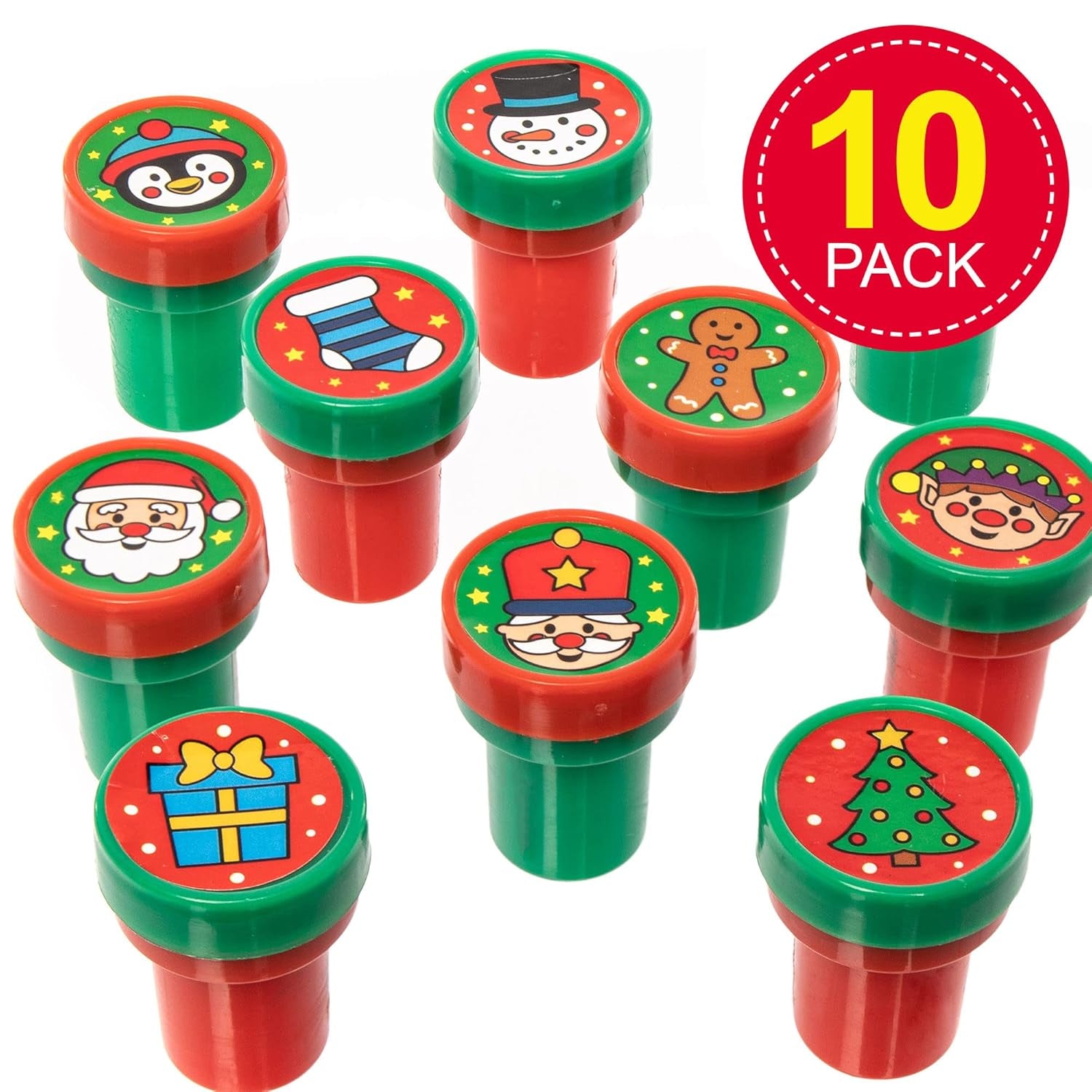 AT251 Christmas Self-Inking Stampers, Arts and Crafts for Kids (Pack of 10), Assorted, 15 X 8 X 4 Centimeters