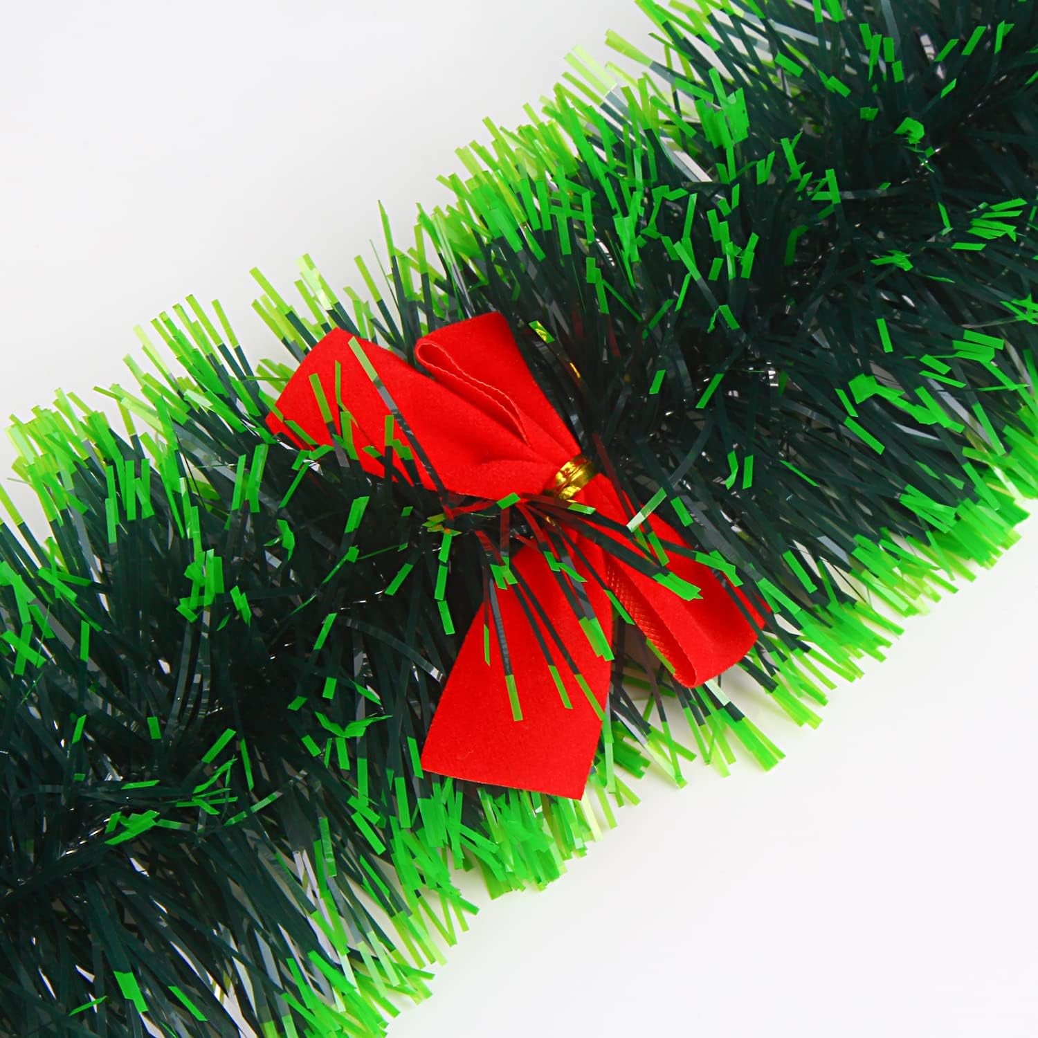 10M Christmas Garland Decorations, Xmas Garland with Bow Ornament for Fireplace Stairs Banister Indoor Outdoor Xmas Tree Decoration