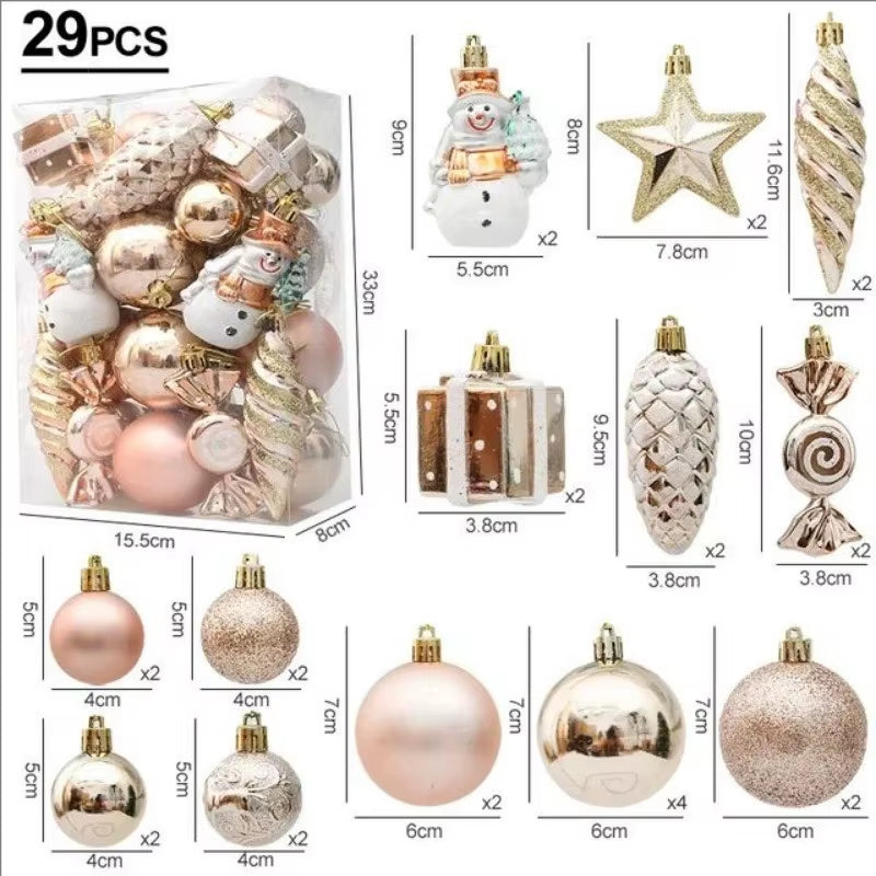 20/29Pcs Christmas Ball Decoration Hanging Christmas Tree Pendant Ornaments for Home Room Decor New Year 2026 Gifts Accessories