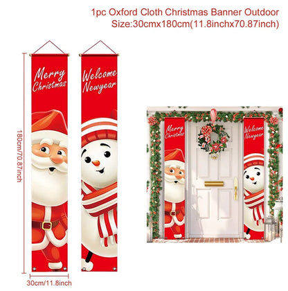 Christmas Door Banner Porch Sign Christmas Decoration for Home Christmas Pendant Merry Christmas Ornaments 2022 Navidad